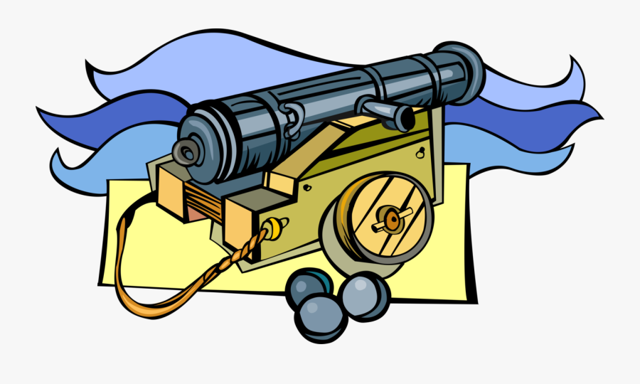 Vector Illustration Of Buccaneer Pirate Ship"s Cannon - Clip Art, Transparent Clipart