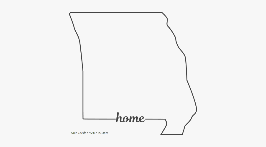 Free Missouri Outline With Home On Border, Cricut Or - Line Art, Transparent Clipart