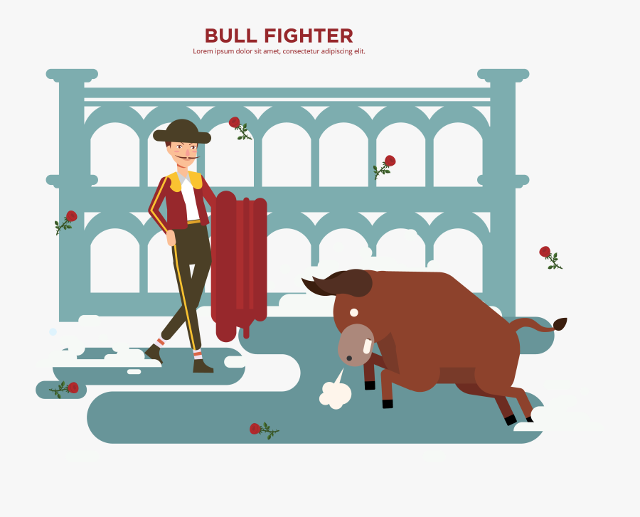 Bullfighting Cattle Bullfighter Clip - Cartoon, Transparent Clipart