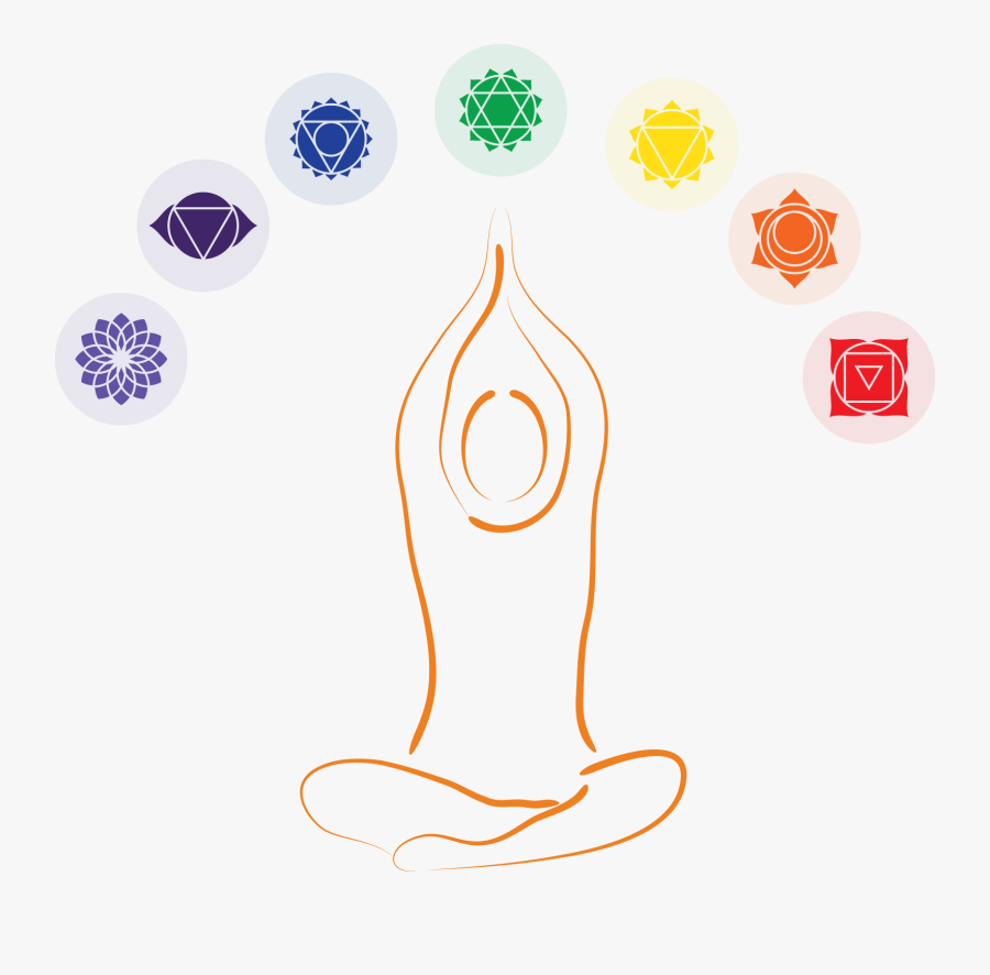 Yoga Pose With Chakra Symbols - Chakra Symbols In A Circle, Transparent Clipart