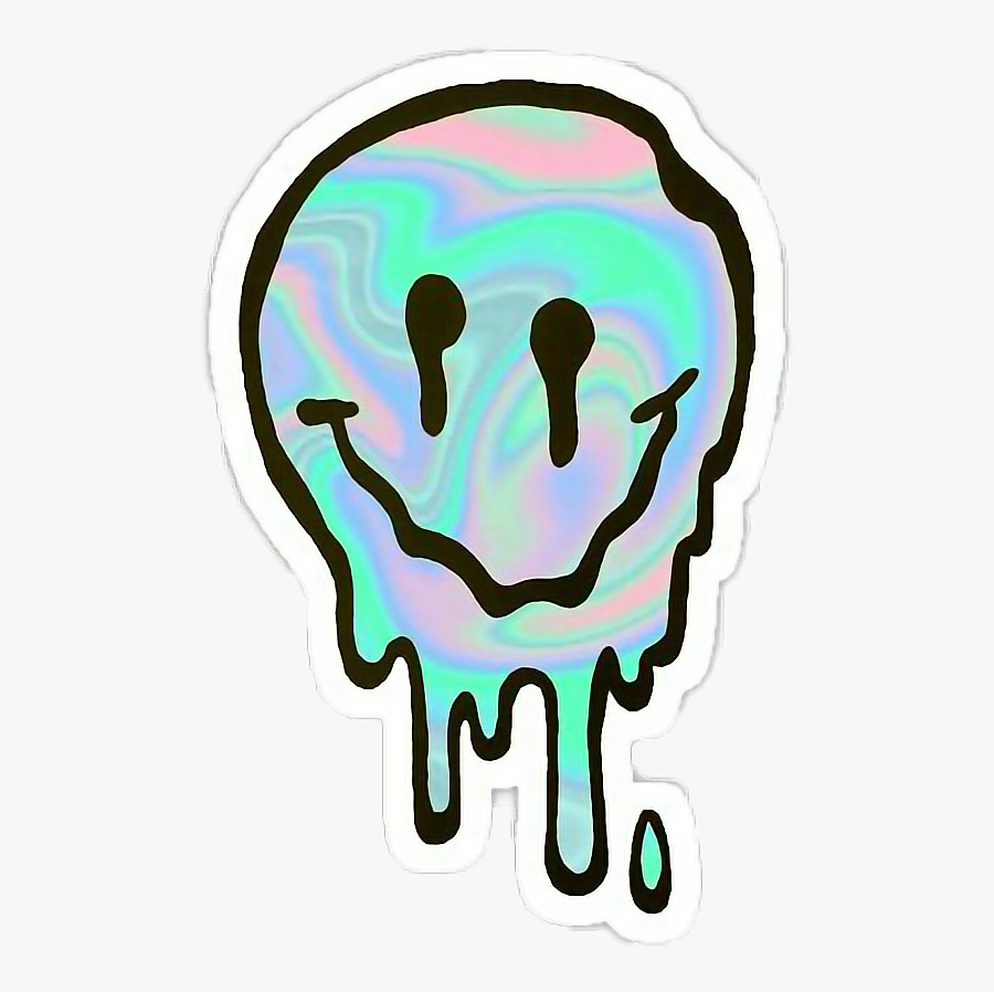 #tumblr #holographic #hologram #face #freetoedit - Melting Smiley Face, Transparent Clipart