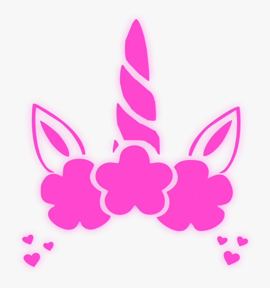 #unicorn #crown #pink #neon #glow #freetoedit #ftestickers - Black And White Unicorn Stencil, Transparent Clipart