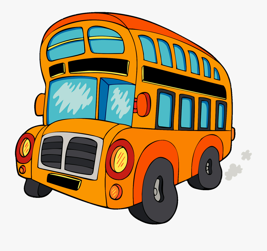 Transparent Bus Station Clipart - Cartoon Double Decker, Transparent Clipart