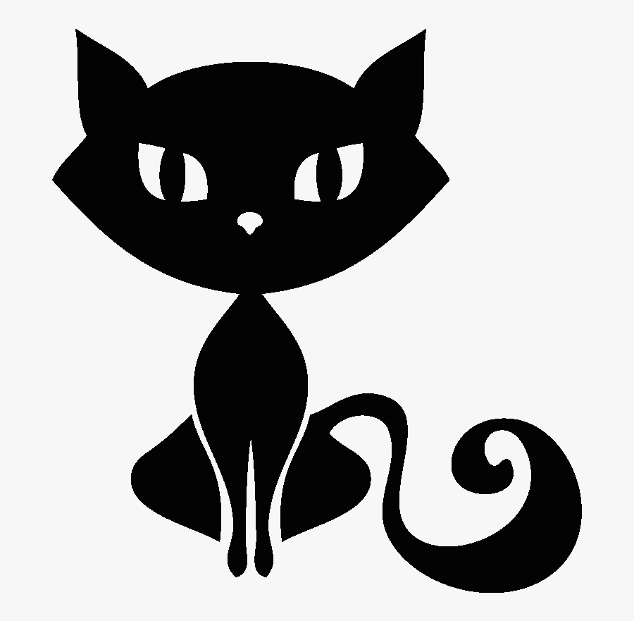 Walking Cat Wall Art Stickers - Cartoon Female Black Cats, Transparent Clipart