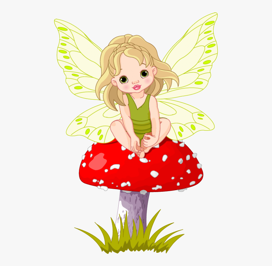 Cute Fairy Sitting On A Mushroom , Free Transparent Clipart - ClipartKey
