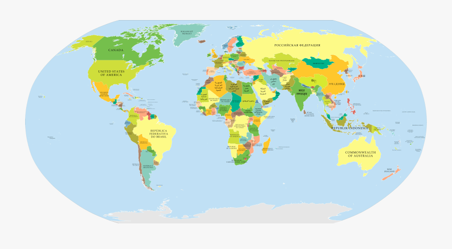 Transparent Street Map Clipart - World Map Native Language, Transparent Clipart