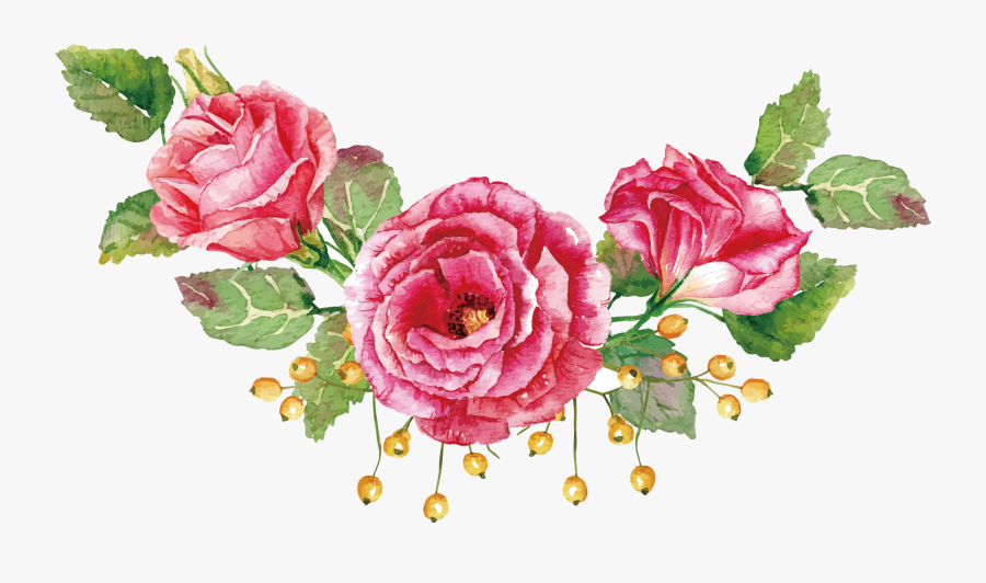 Flower Bouquet Painting Beach - Pink Rose Vector Png, Transparent Clipart