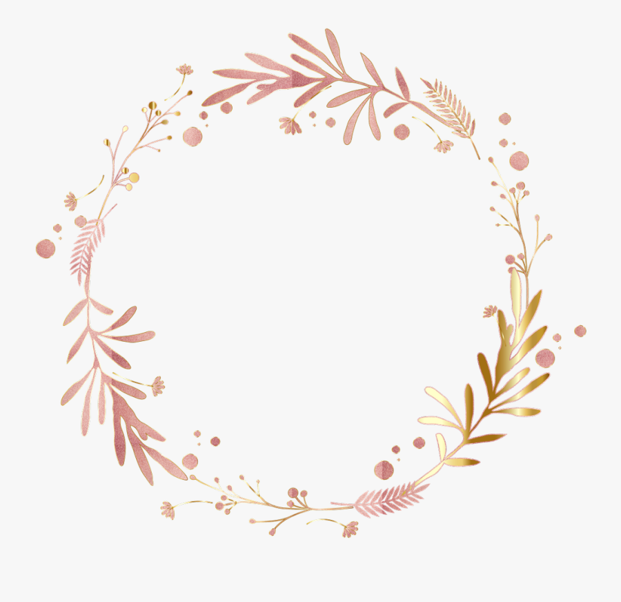 #flowers #floral #wreath #leaf #circle #rosegold #glitter - Floral Rose Gold Border, Transparent Clipart