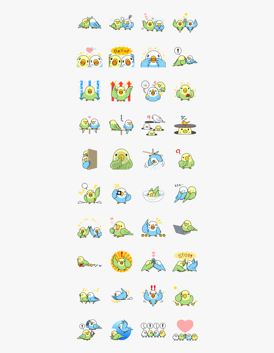 Parakeet Line Stickers, Transparent Clipart