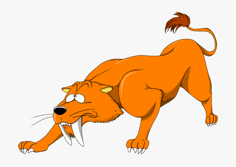 Transparent Saber Tooth Tiger Png - Sabre Tooth Tiger Cartoon, Transparent Clipart