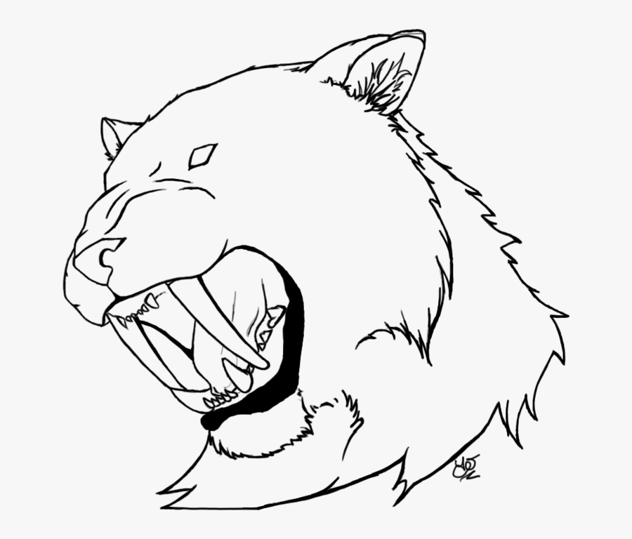 Lightsaber Clipart Coloring Page - Draw A Sabertooth Tiger, Transparent Clipart
