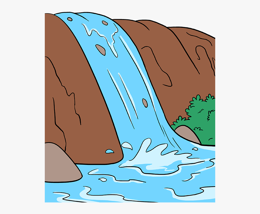 How To Draw Waterfall - Kids Waterfall Drawing Png, Transparent Clipart