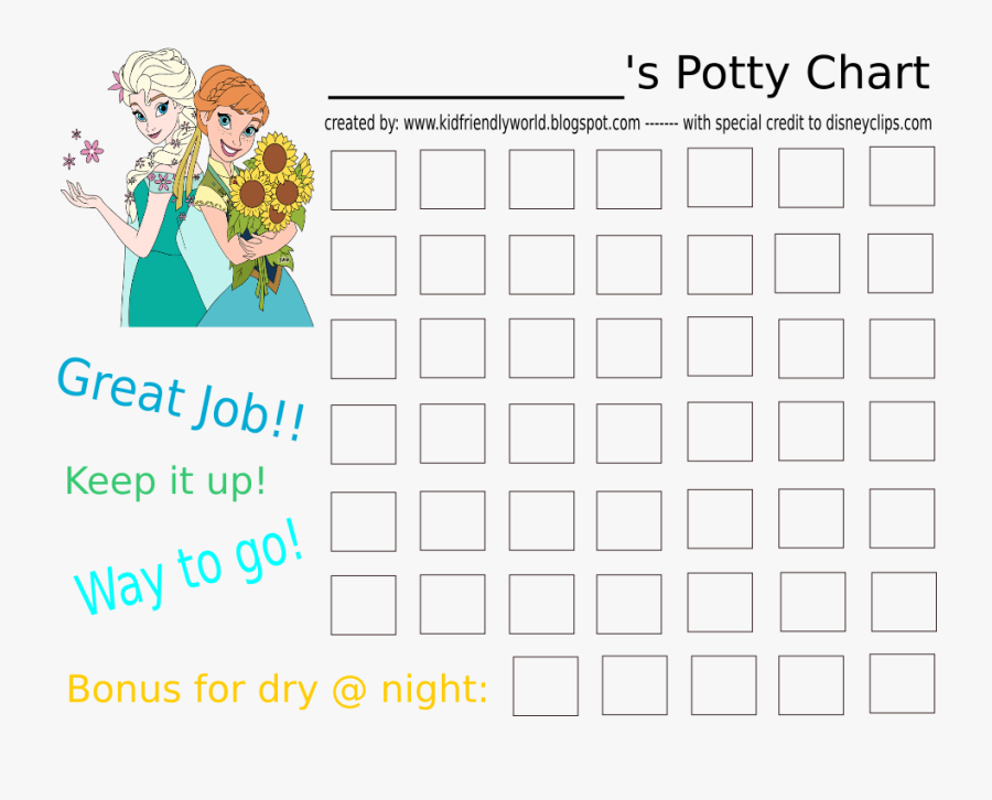 Frozen Potty Sticker Chart, Transparent Clipart