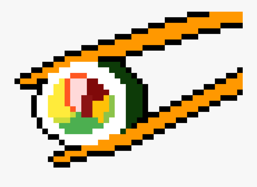 Sushi, With Chopsticks - Pacman Pixel Art, Transparent Clipart