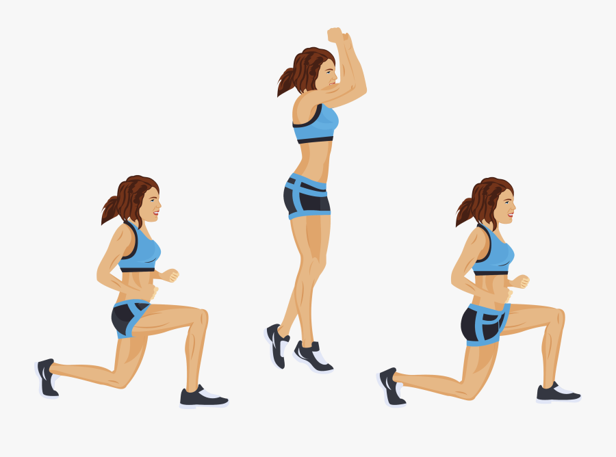 Clip Art Lunge Kicks - Alternating Jump Lunges, Transparent Clipart
