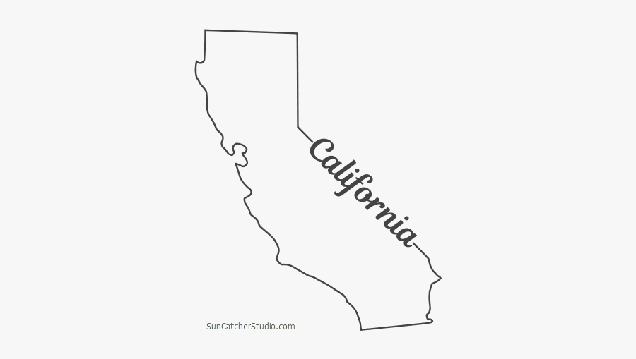 Free California Outline With State Name On Border, - California Map Outline, Transparent Clipart
