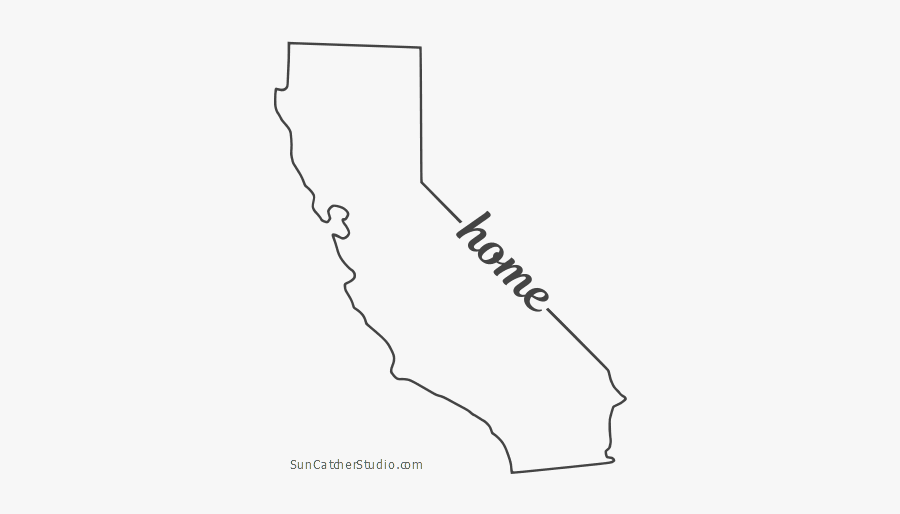 Free California Outline With Home On Border, Cricut - California State Outline, Transparent Clipart