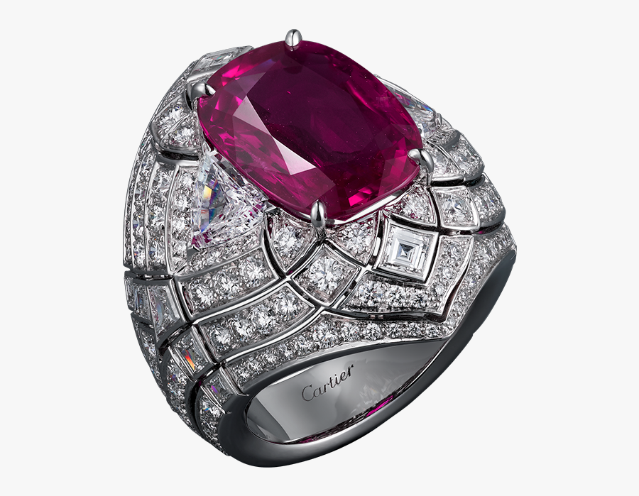 Silver Ring With Pink Diamond Png Clipart - Кольца Картье С Рубинами, Transparent Clipart