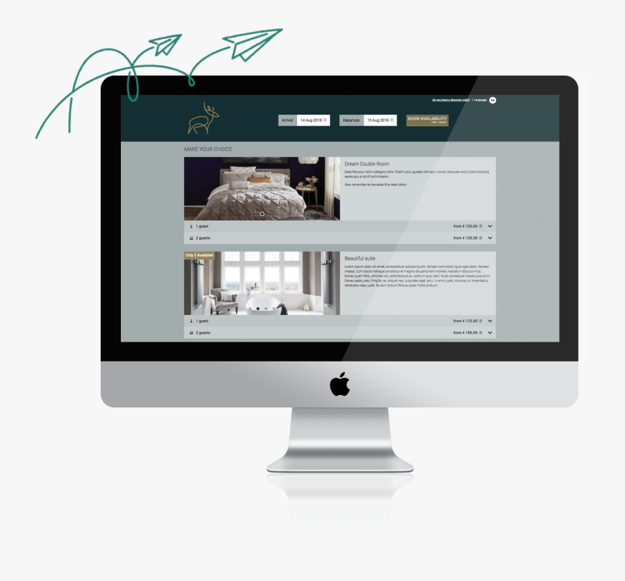 Booking Engine For Hotels - Mac Website Mockup, Transparent Clipart