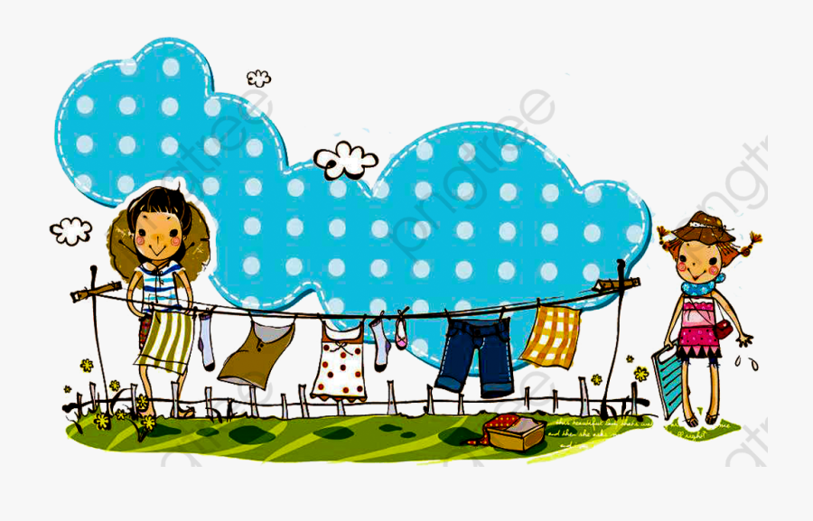 The Cartoon Mother Washes - ภาพ การ์ตูน การ ตาก ผ้า, Transparent Clipart