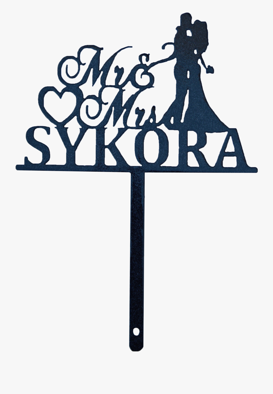 Wedding Cake Topper,mr And Mrs Cake Topper With Surname,heart - Cake Topper Png, Transparent Clipart