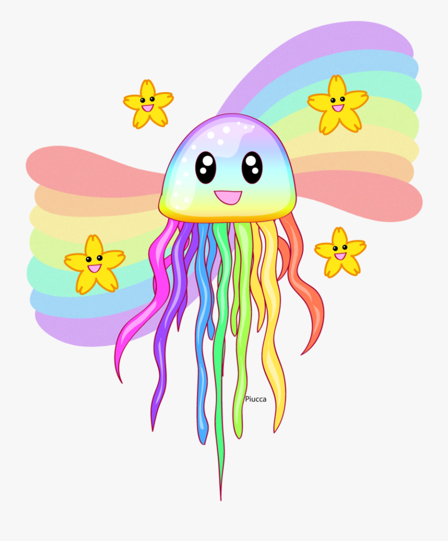 Jellyfish Clipart Rainbow - Rainbow Jellyfish Clipart, Transparent Clipart