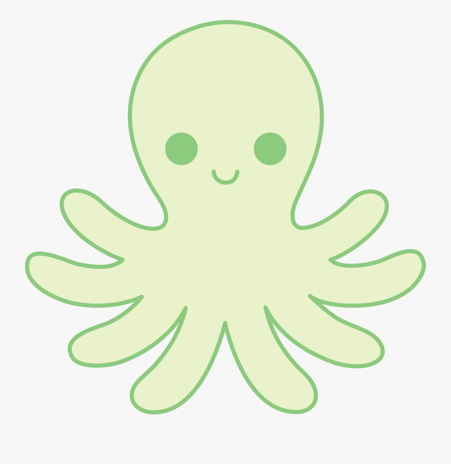 Animated Cute Little Octopus - Green Cartoon Octopus, Transparent Clipart