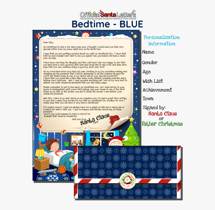 Blue Letter From Santa - Santas List Millies Presents, Transparent Clipart