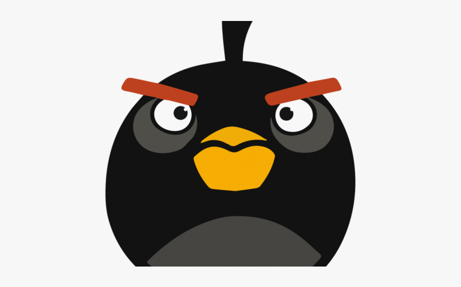 Black Angry Bird Front, Transparent Clipart