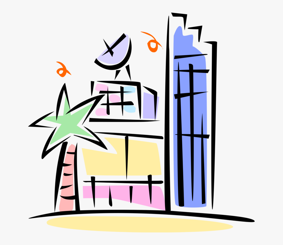 Vector Illustration Of Building With Satellite Dish, Transparent Clipart