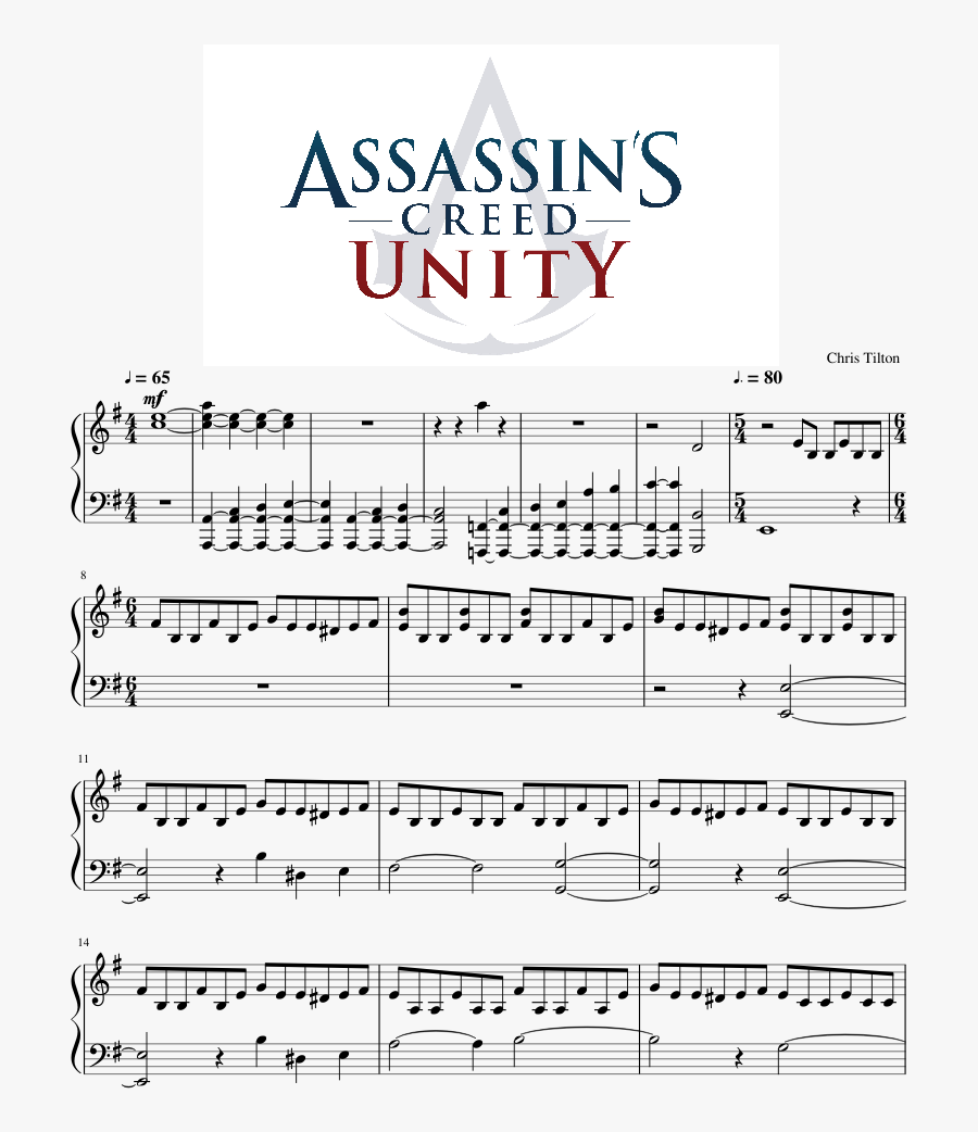 Transparent Assassin"s Creed Unity Png - Hard Version Of Mary Had A Little Lamb Piano, Transparent Clipart