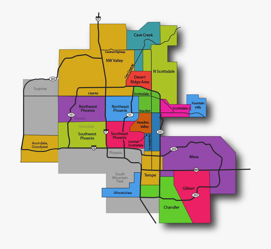 Real Phoenix Neighborhood Maps - Map Of Phoenix Neighborhoods, Transparent Clipart