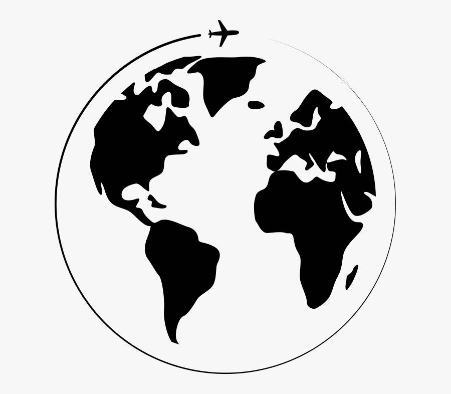 Transparent Globe Silhouette Png - Flat Vector World Map, Transparent Clipart