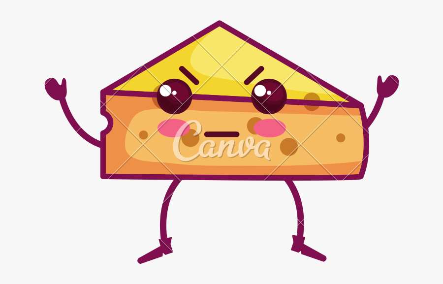 Kawaii Cartoon Cheese, Transparent Clipart