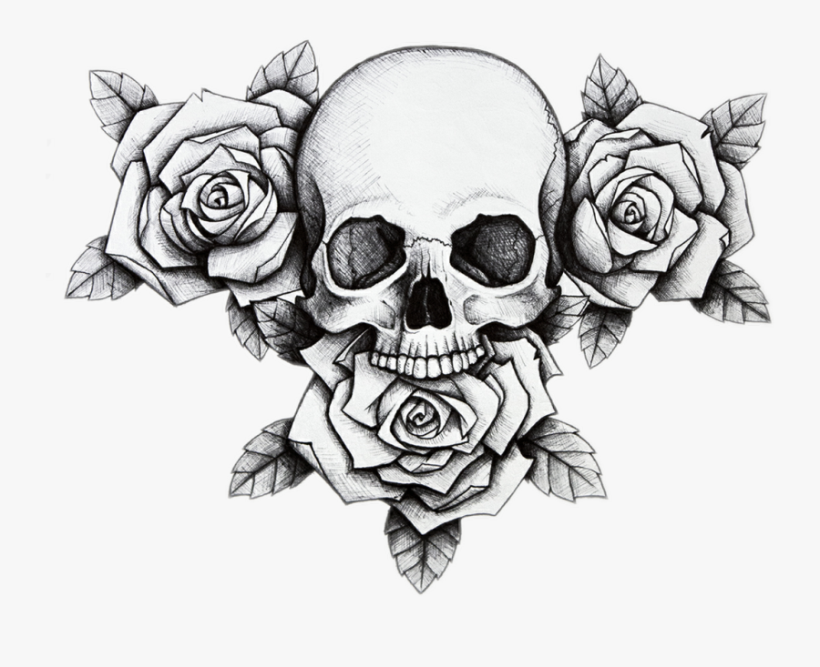 #skull #flower #rose #dead - Skull And Rose Drawing, Transparent Clipart
