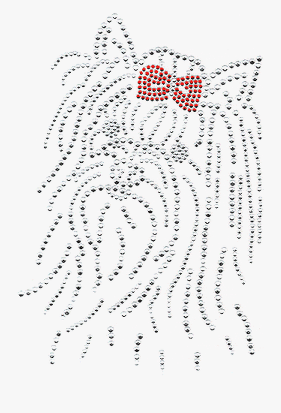 Yorkie Yorkshire Terrier Dog With Red Bow Headshot - Drawing, Transparent Clipart