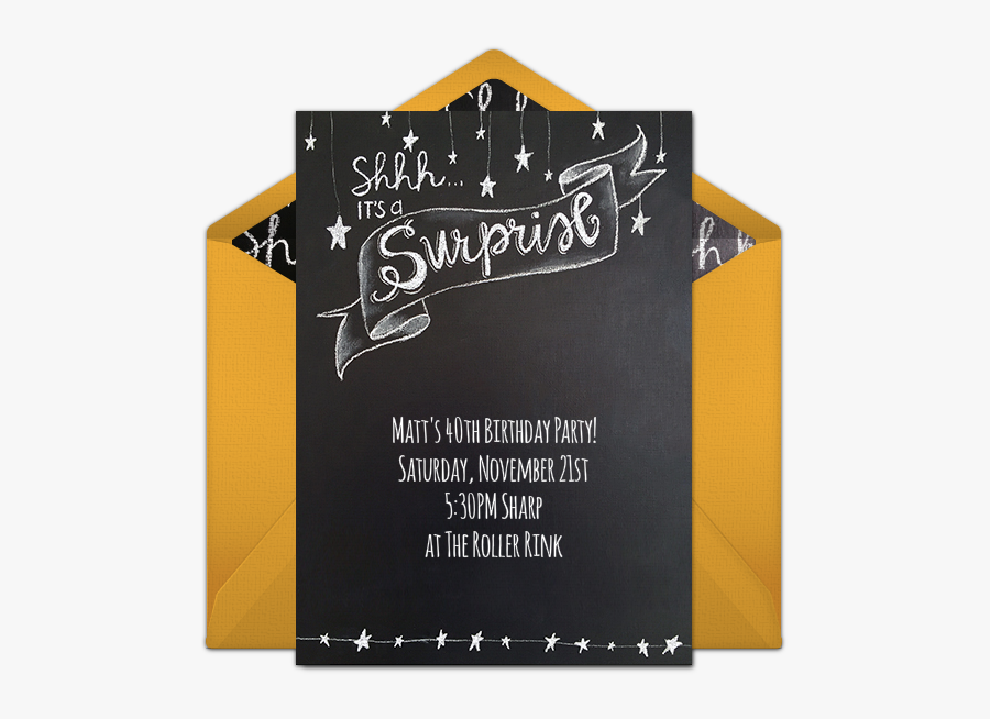 Free Surprise Chalkboard Invitations - Hand Drawn Surprise Birthday Invitations, Transparent Clipart