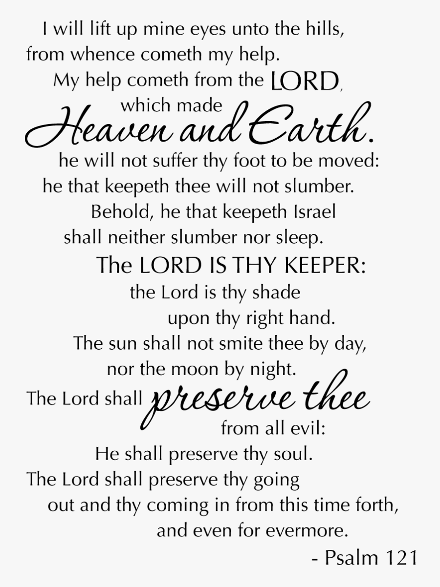 Pray Clipart Funeral - Psalms 121 Black And White, Transparent Clipart