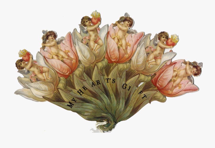Free Vintage Fan Images For Your Art - Floral Design, Transparent Clipart