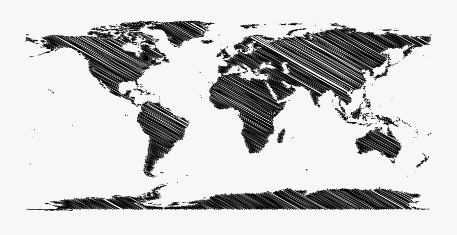 Monochrome - High Resolution Vector World Map, Transparent Clipart