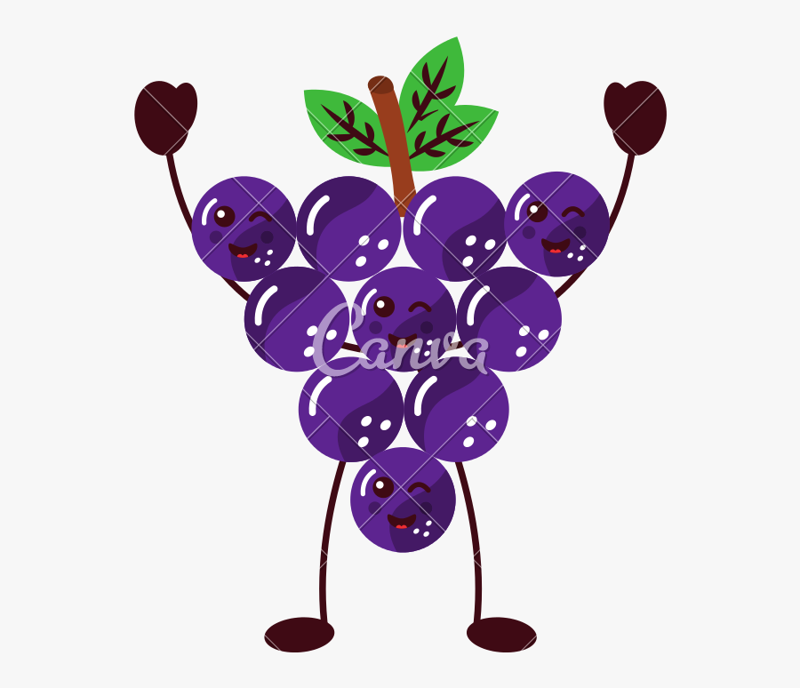 Happy Ruit Icon Image - Free Bunch Of Grapes Cartoon, Transparent Clipart