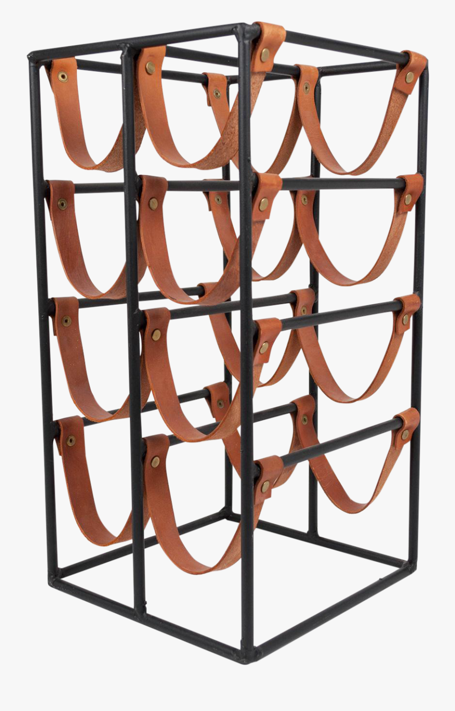 Umanoff Iron And Leather Wine Rack, Transparent Clipart