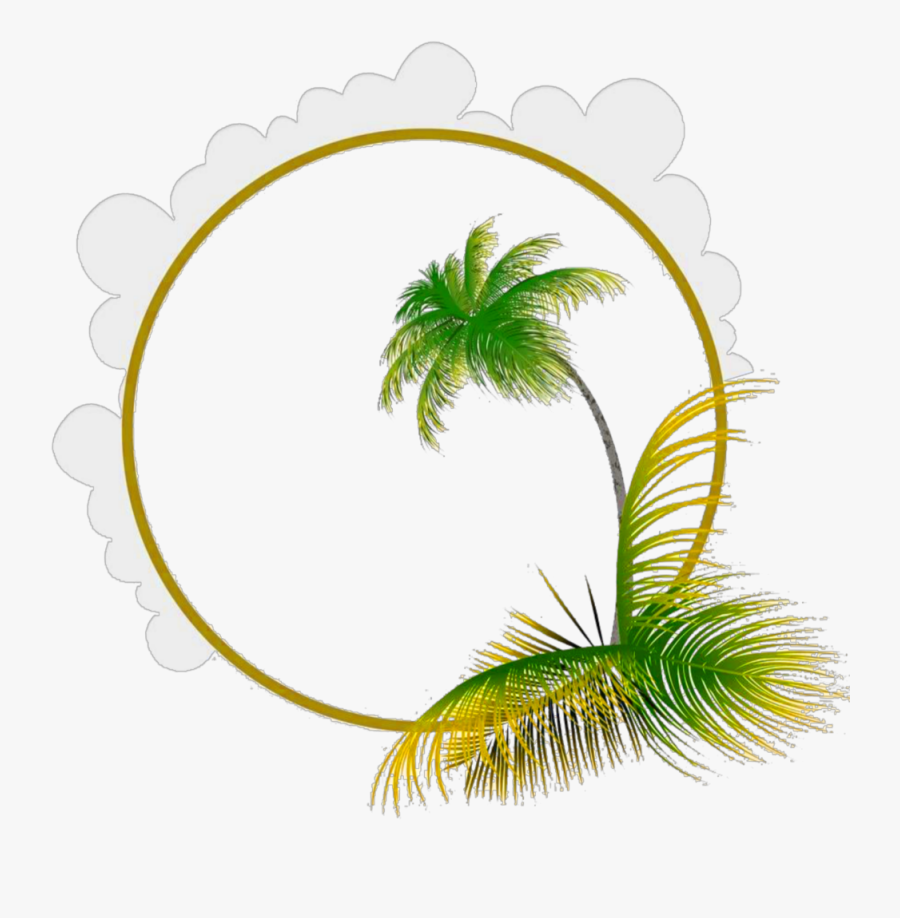 #ftestickers #frame #borders #palmtree #clouds #cute - Palm Tree Frame Border, Transparent Clipart