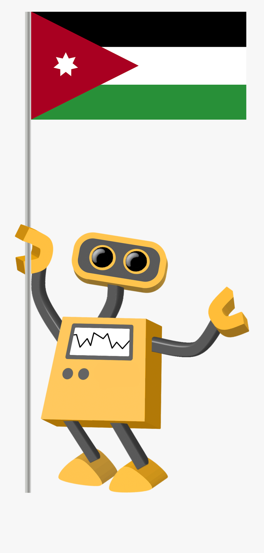 Flag Bot, Jordan - Robot With Stop Sign, Transparent Clipart