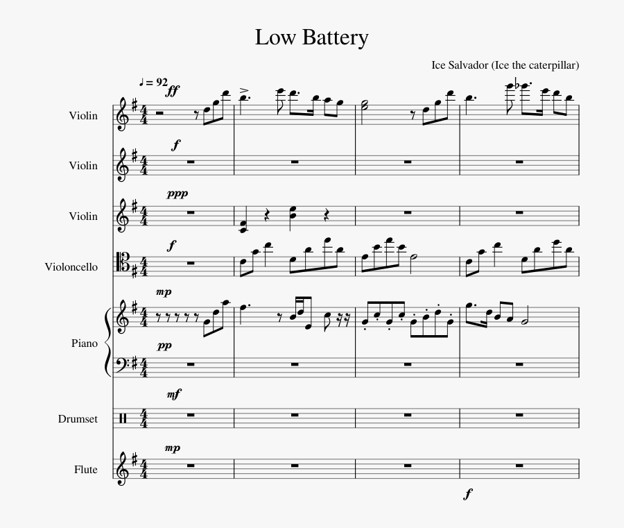 Transparent Low Battery Clipart - Sheet Music, Transparent Clipart