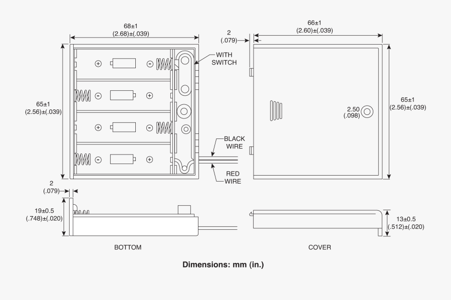 Battery Drawing Aa - 4 Aa Battery Holder Dimensions, Transparent Clipart