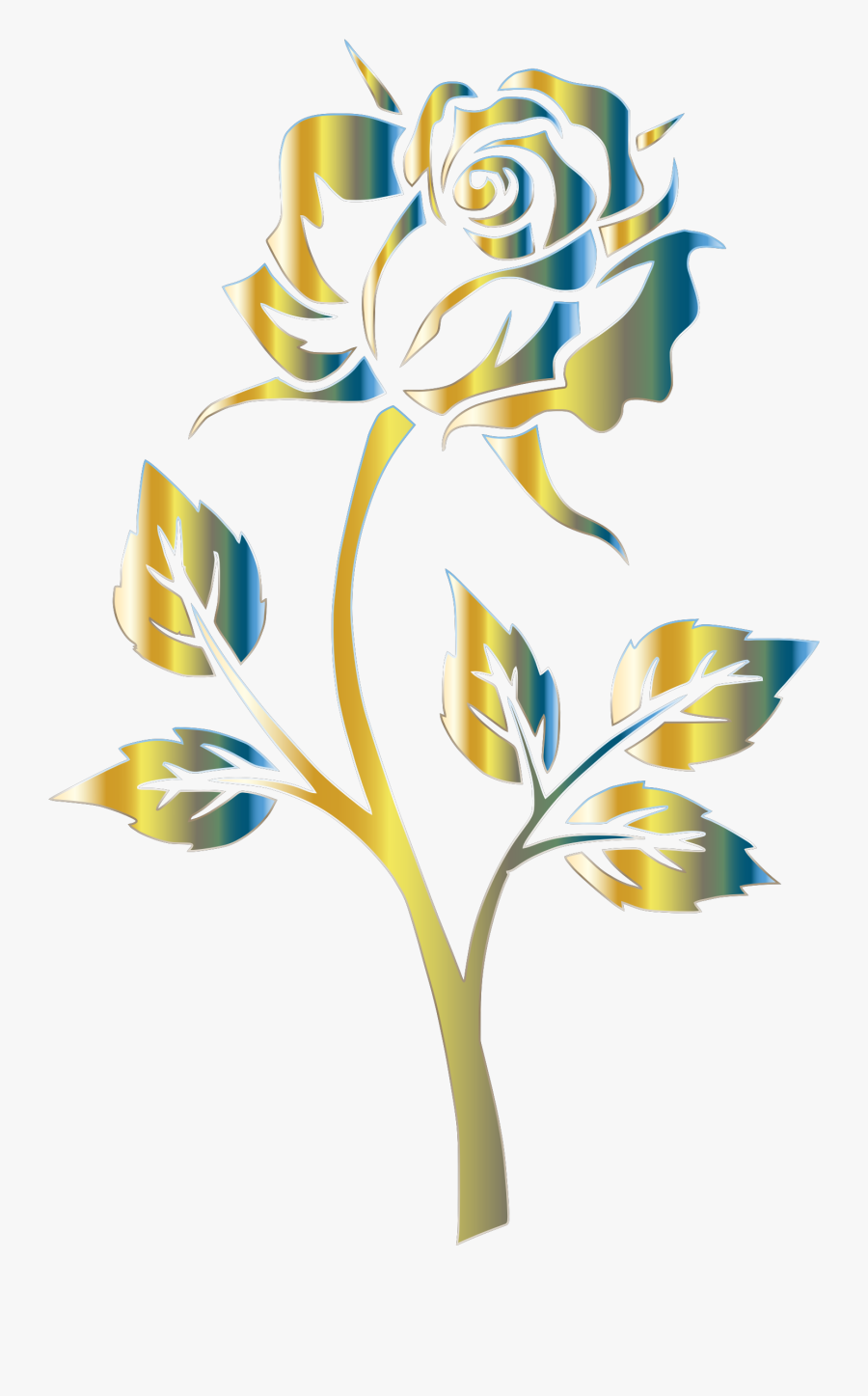 Chromatic Rose Silhouette 3 No Background Clip Arts - Rosa Svg, Transparent Clipart