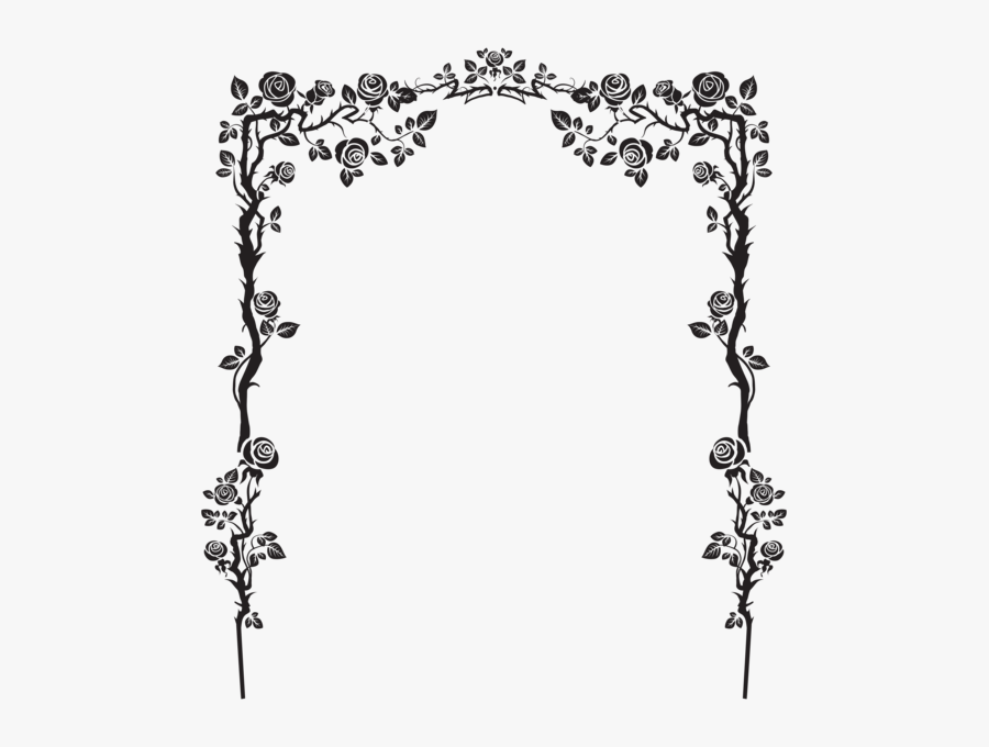 Rose Arch Decor Png Clip Art Image - Floral Border Design Black, Transparent Clipart
