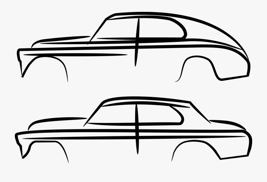 Line Art,automotive Exterior,compact Car - Classic Car Silhouette, Transparent Clipart