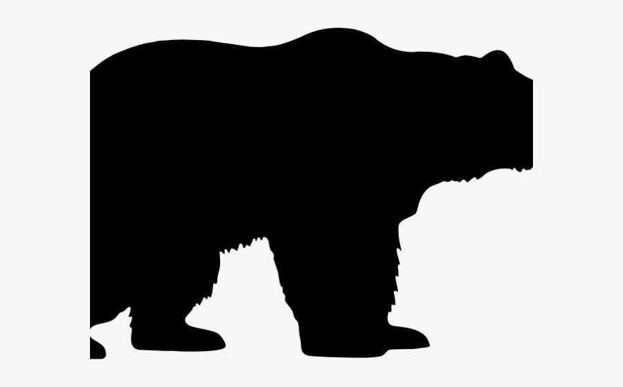 Black Bear Clipart Monochrome - Vector Grizzly Bear Silhouette, Transparent Clipart